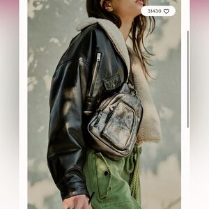 Free People Hudson Sling Bag - gunmetal, NWoT